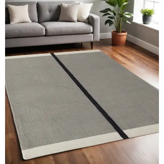 Black Gray And Taupe Abstract Geometric Hand Tufted Area Rug Photo 1