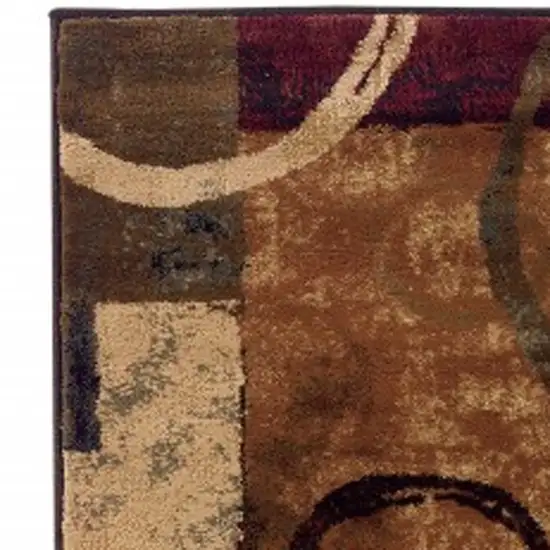Brown and Black Abstract Geometric Runner Rug Photo 4
