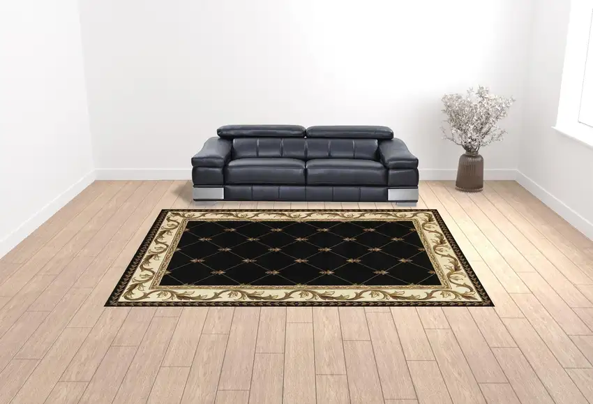 Brown and Black Oriental Area Rug Photo 2