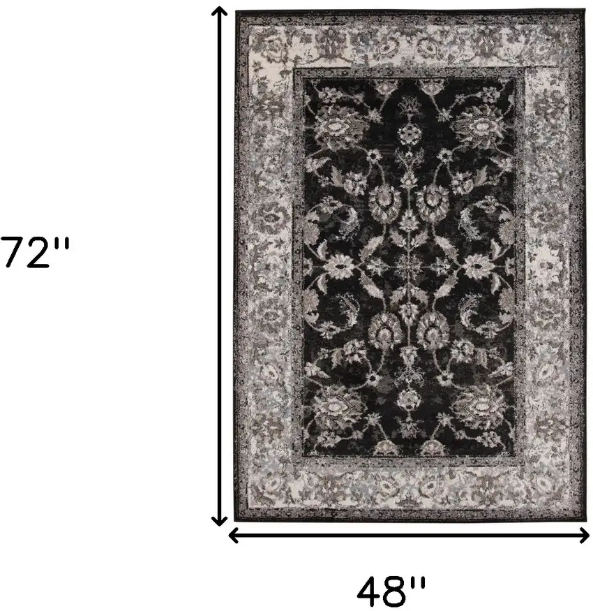 Brown and Black Oriental Power Loom Area Rug Photo 6
