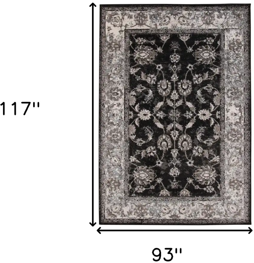 Brown and Black Oriental Power Loom Area Rug Photo 6