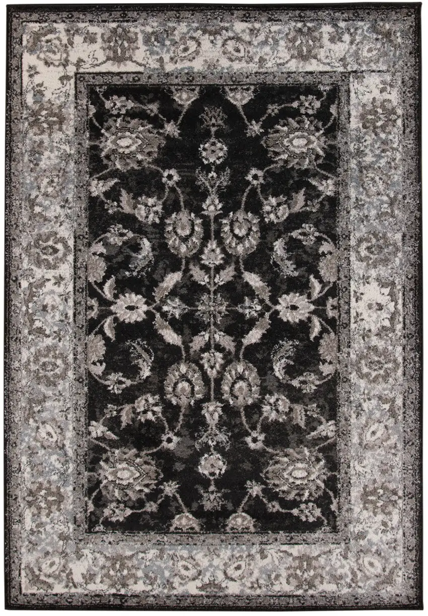 Brown and Black Oriental Power Loom Area Rug Photo 1