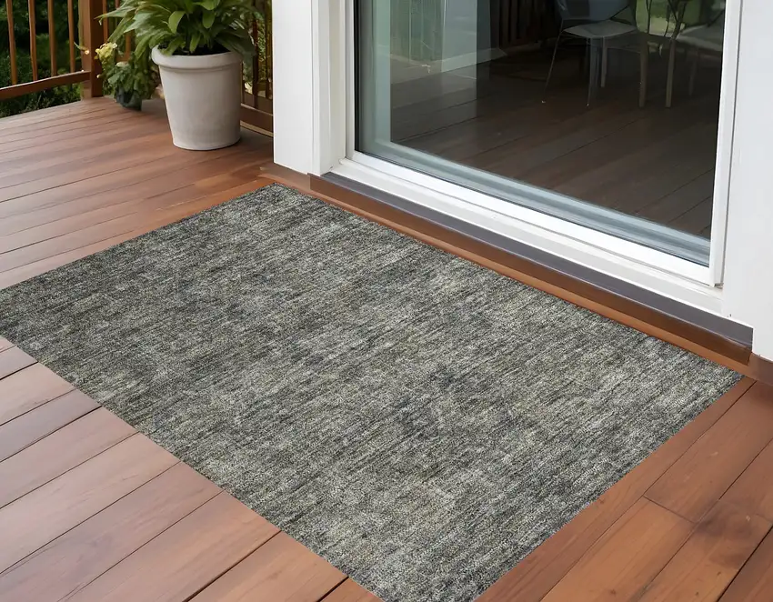 Brown and Black Oriental Washable Non Skid Indoor Outdoor Area Rug Photo 1