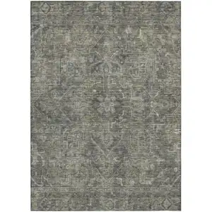 Photo of Brown and Black Oriental Washable Non Skid Indoor Outdoor Area Rug