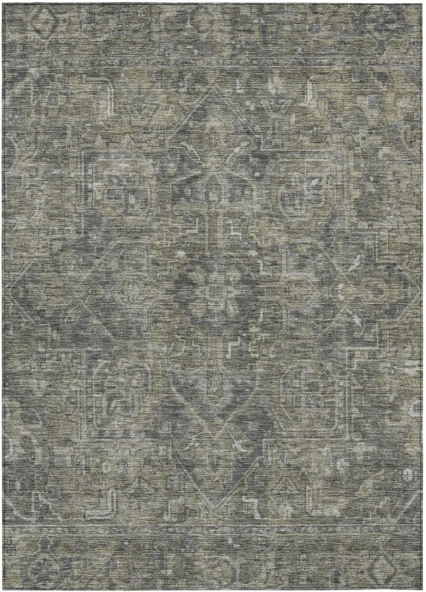 Brown and Black Oriental Washable Non Skid Indoor Outdoor Area Rug Photo 2