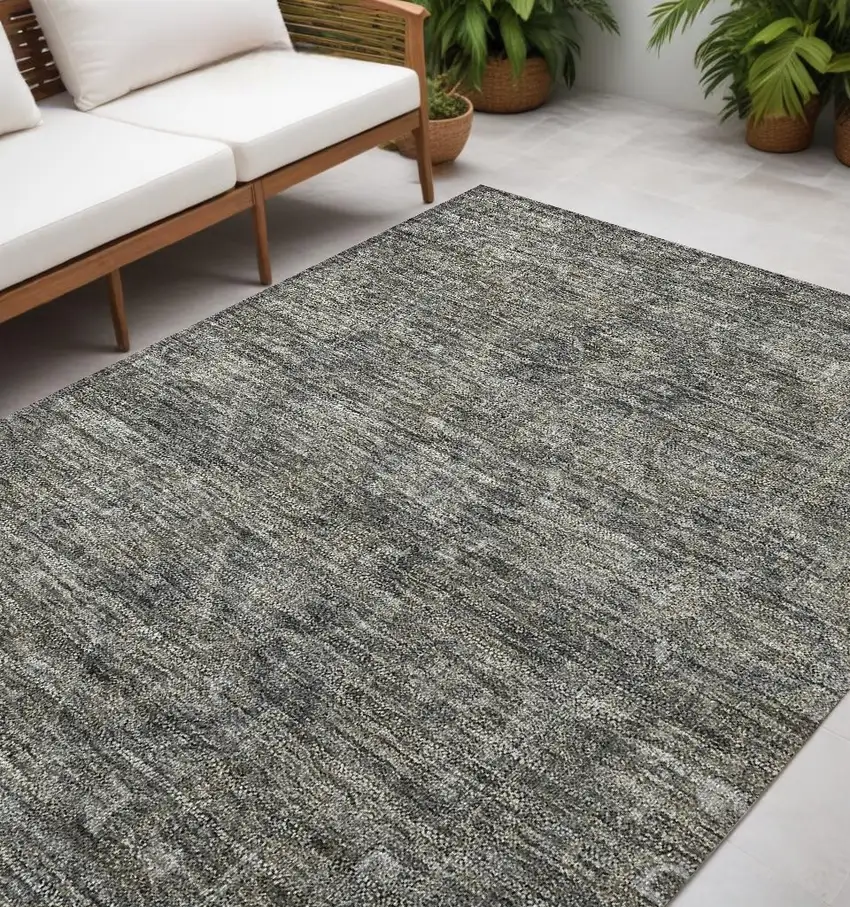 Brown and Black Oriental Washable Non Skid Indoor Outdoor Area Rug Photo 1