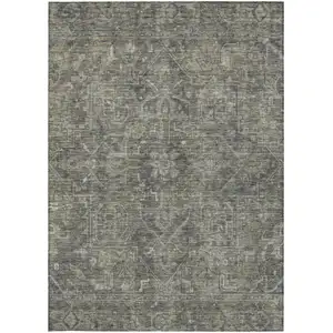 Photo of Brown and Black Oriental Washable Non Skid Indoor Outdoor Area Rug