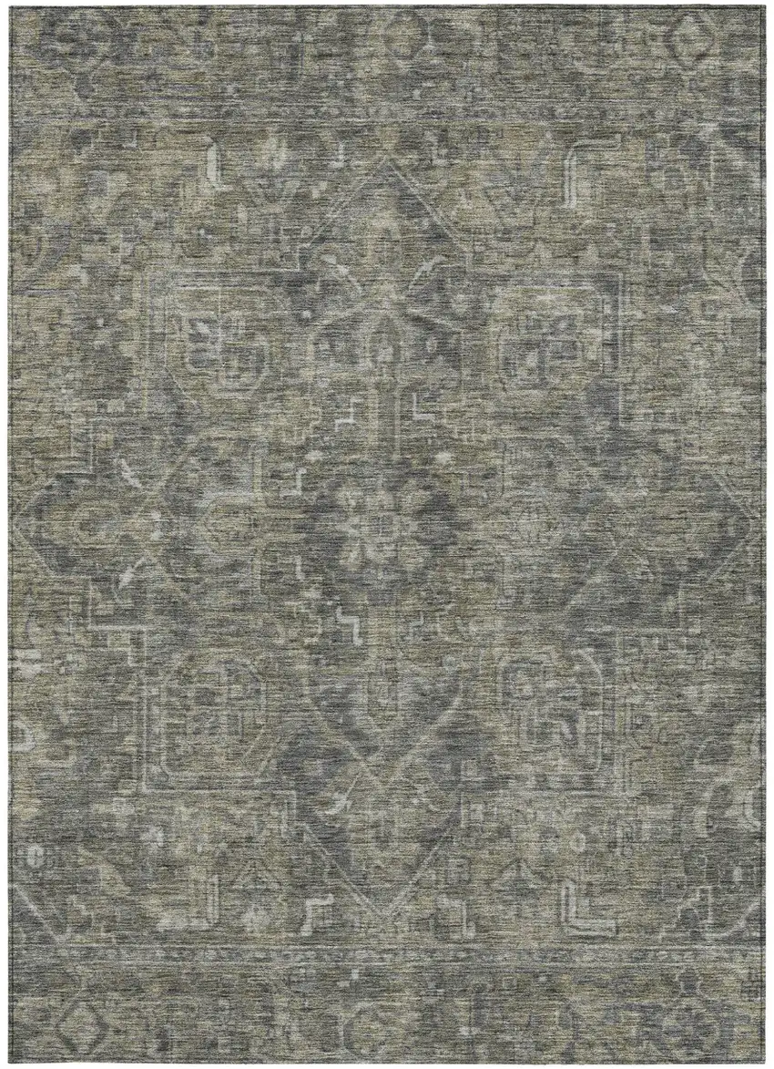 Brown and Black Oriental Washable Non Skid Indoor Outdoor Area Rug Photo 3