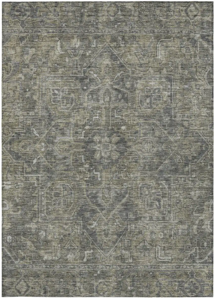 Brown and Black Oriental Washable Non Skid Indoor Outdoor Area Rug Photo 4