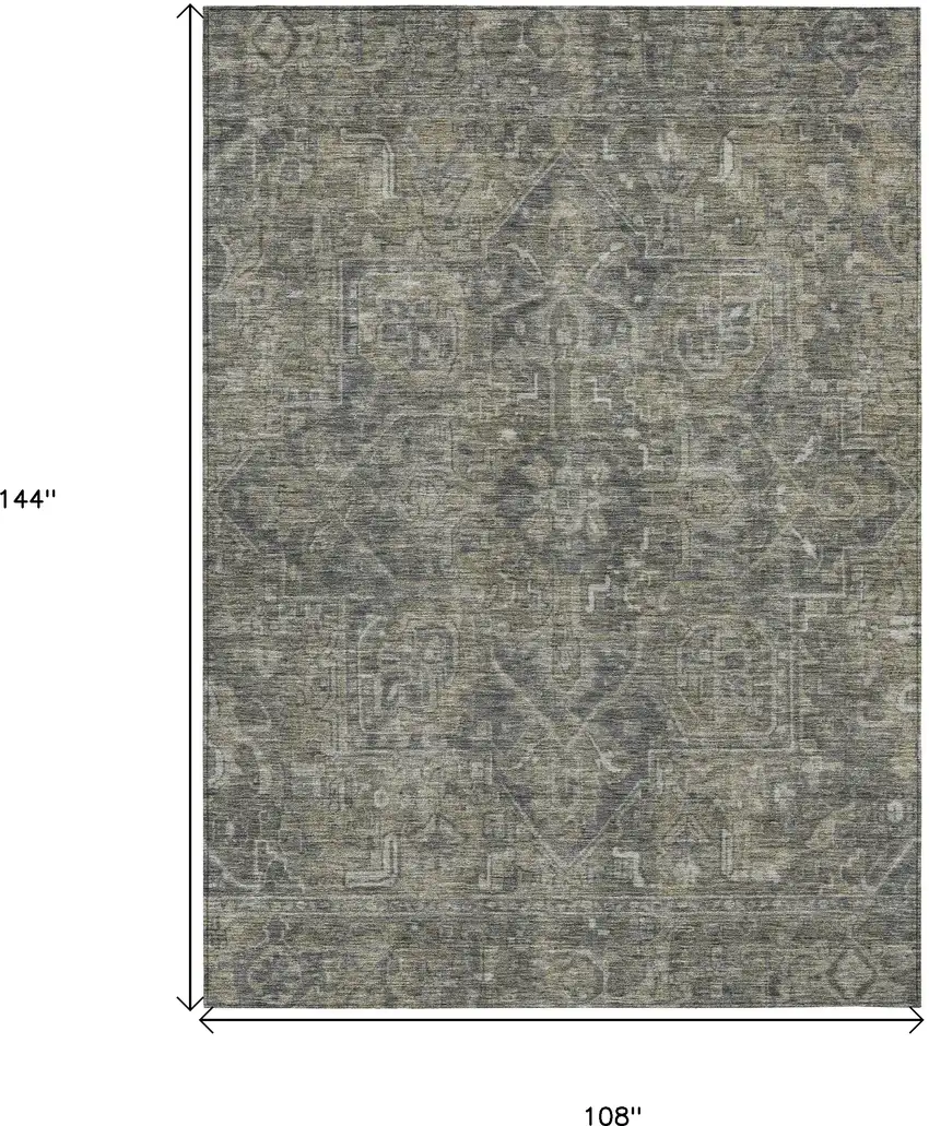 Brown and Black Oriental Washable Non Skid Indoor Outdoor Area Rug Photo 3