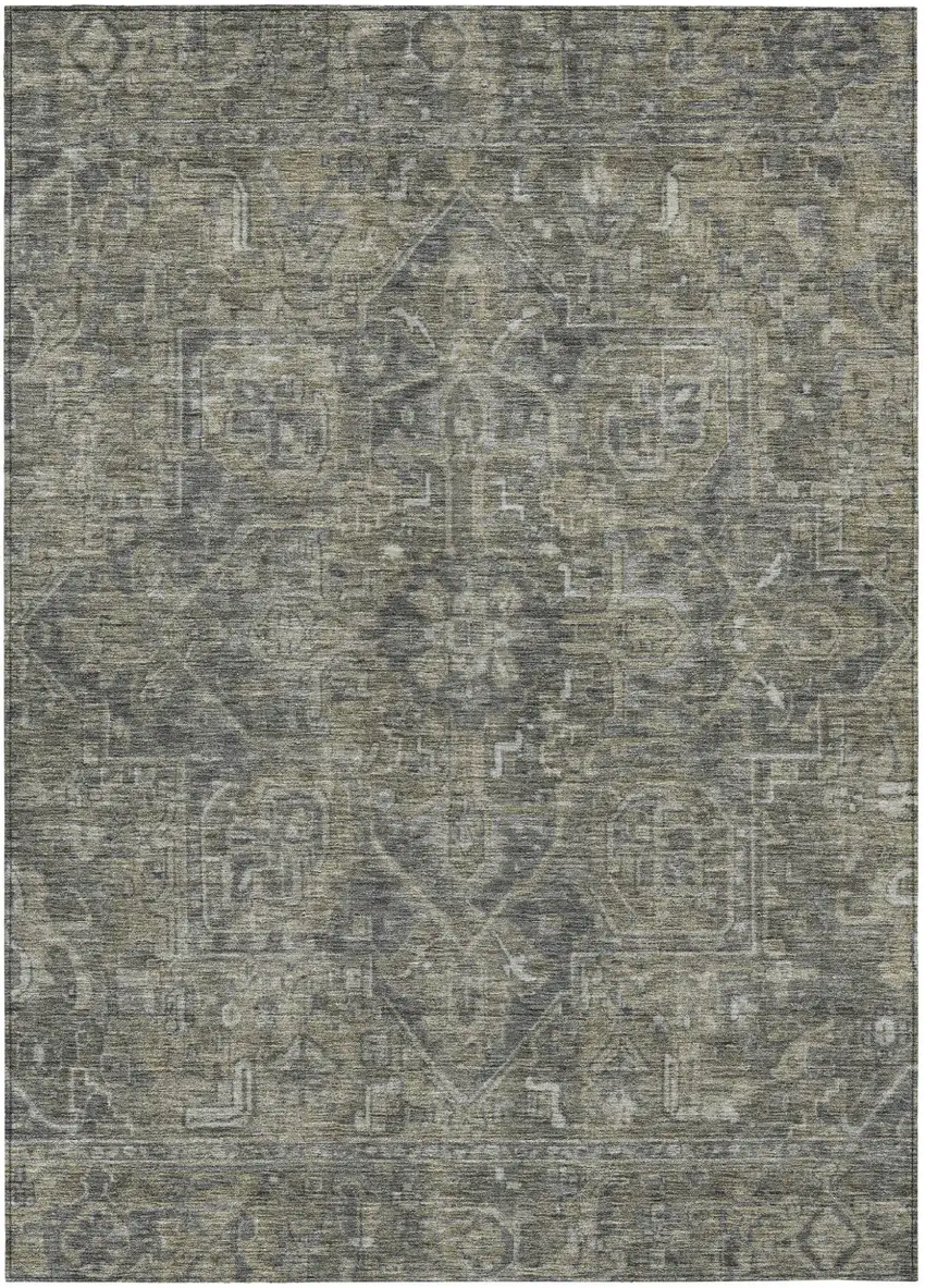 Brown and Black Oriental Washable Non Skid Indoor Outdoor Area Rug Photo 2