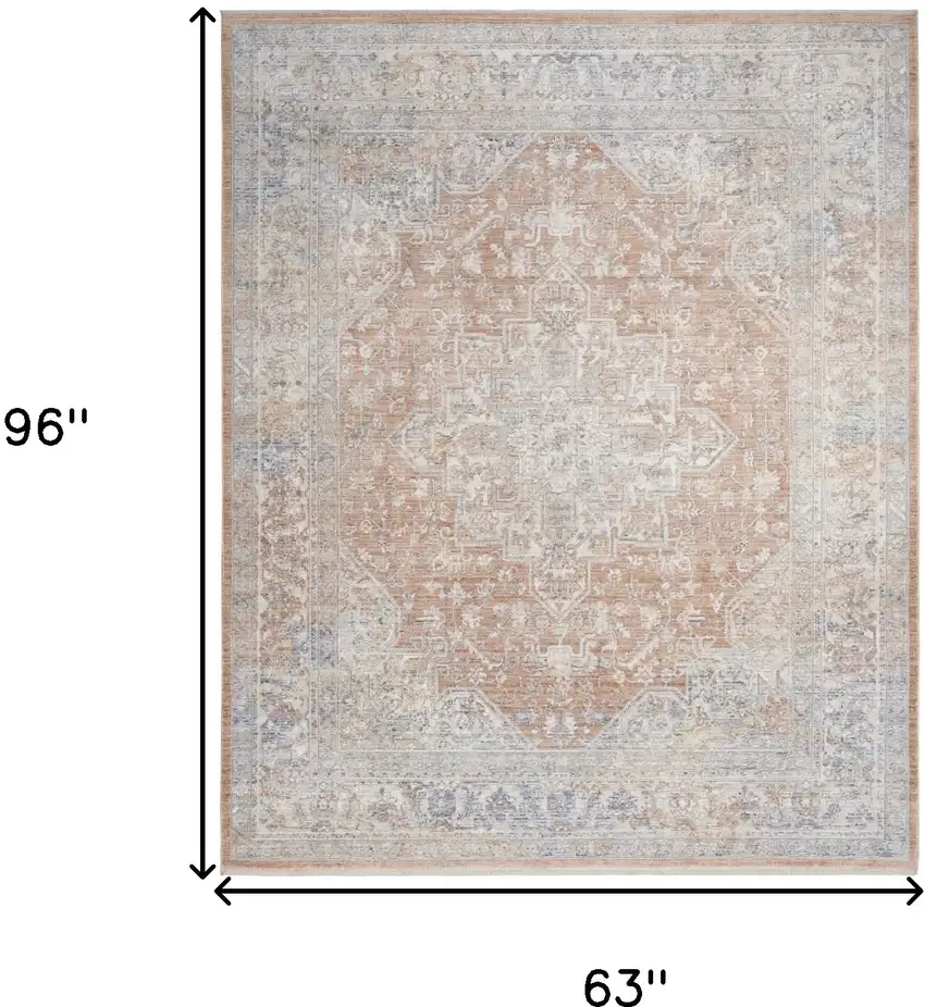 Brown and Blue Oriental Power Loom Distressed Area Rug With Fringe Photo 10