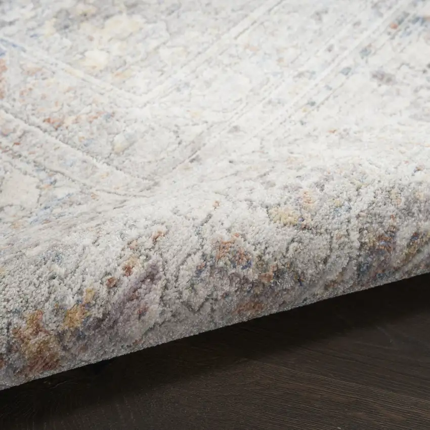 Brown and Blue Oriental Power Loom Distressed Area Rug With Fringe Photo 8