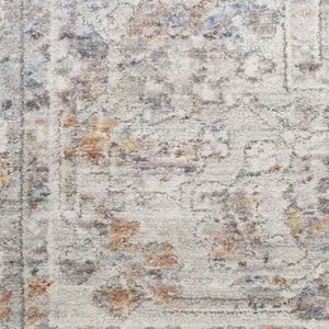 Photo of Brown and Blue Oriental Power Loom Distressed Area Rug