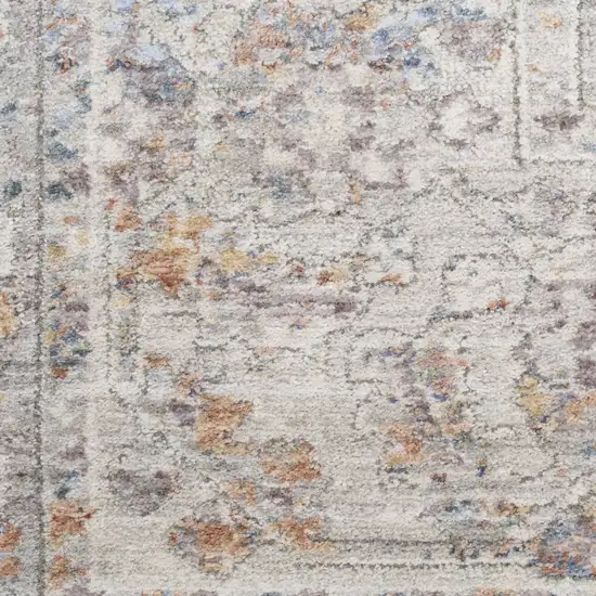 Brown and Blue Oriental Power Loom Distressed Area Rug Photo 1