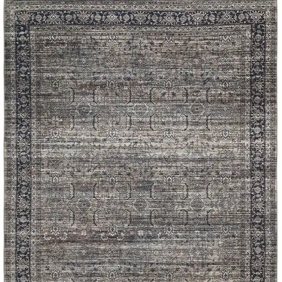 Brown and Blue Oriental Printed Distressed Area Rug Photo 4