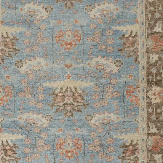 Brown and Blue Wool Oriental Hand Knotted Area Rug Photo 8