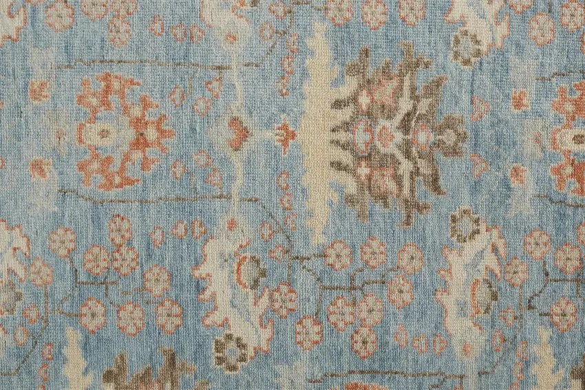 Brown and Blue Wool Oriental Hand Knotted Area Rug Photo 9