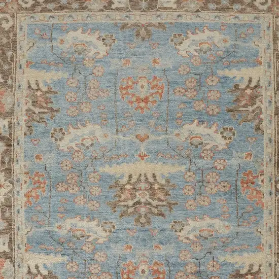 Brown and Blue Wool Oriental Hand Knotted Area Rug Photo 6