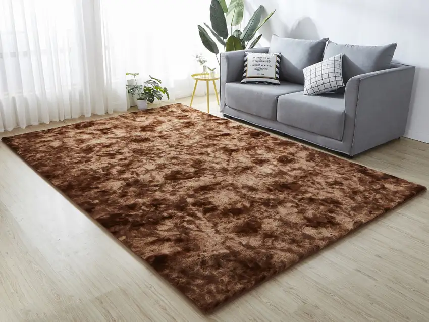 Brown and Bronze Faux Fur Shag Non Skid Area Rug Photo 5