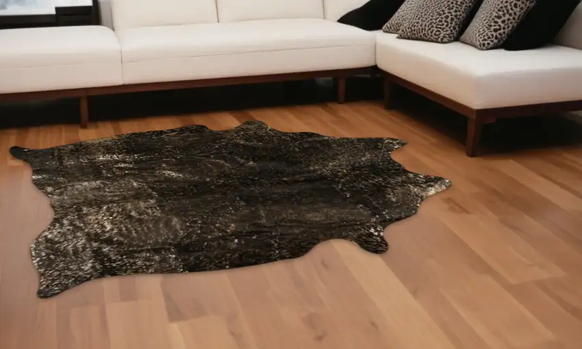 Brown and Bronze Genuuine Cowhide Hand Knotted Area Rug Photo 1