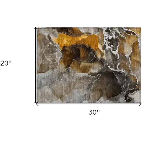 Brown and Gray Abstract Washable Non Skid Indoor Outdoor Area Rug Photo 3