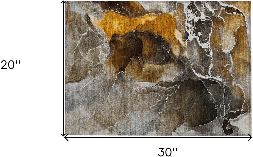 Brown and Gray Abstract Washable Non Skid Indoor Outdoor Area Rug Photo 3