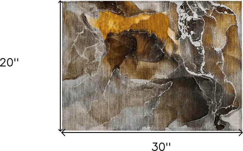 Brown and Gray Abstract Washable Non Skid Indoor Outdoor Area Rug Photo 3