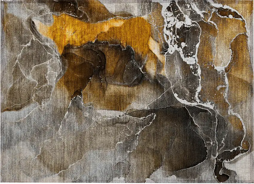 Brown and Gray Abstract Washable Non Skid Indoor Outdoor Area Rug Photo 2