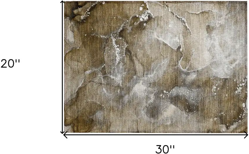 Brown and Gray Abstract Washable Non Skid Indoor Outdoor Area Rug Photo 3