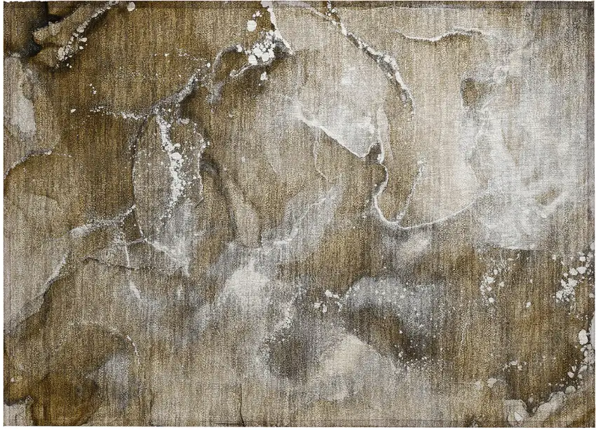 Brown and Gray Abstract Washable Non Skid Indoor Outdoor Area Rug Photo 2