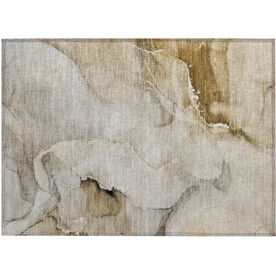 Brown and Gray Abstract Washable Non Skid Indoor Outdoor Area Rug Photo 1