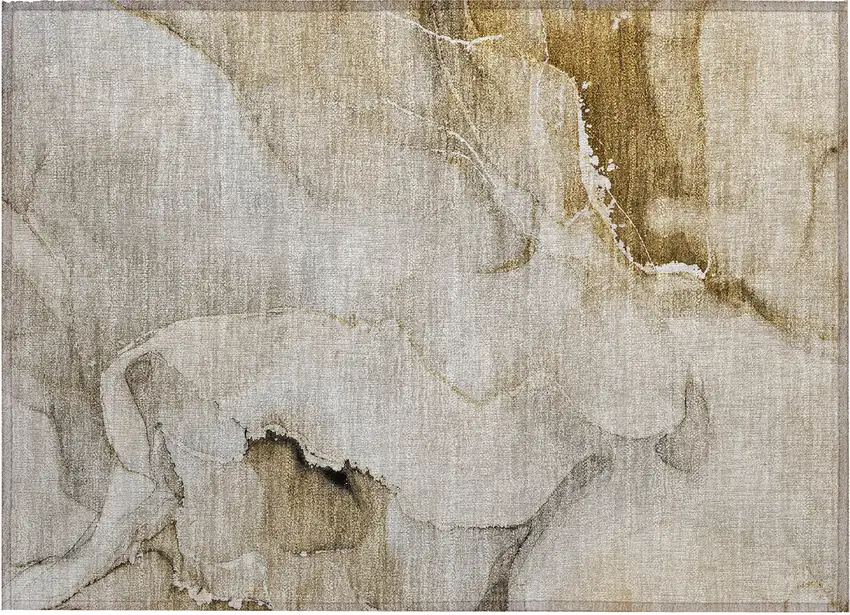 Brown and Gray Abstract Washable Non Skid Indoor Outdoor Area Rug Photo 1
