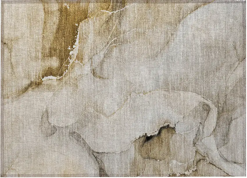 Brown and Gray Abstract Washable Non Skid Indoor Outdoor Area Rug Photo 2