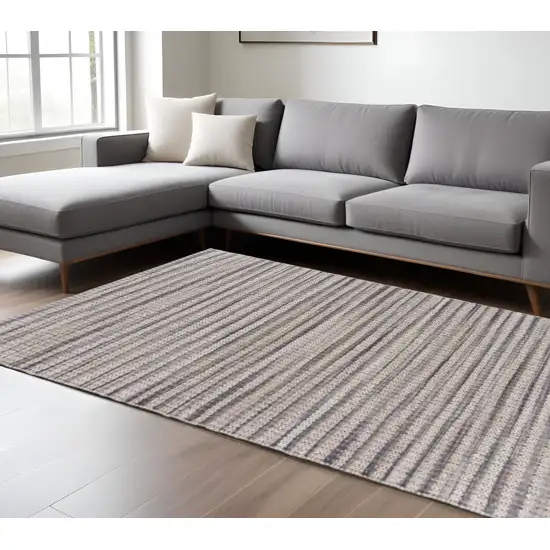 Brown and Gray Striped Area Rug Photo 1