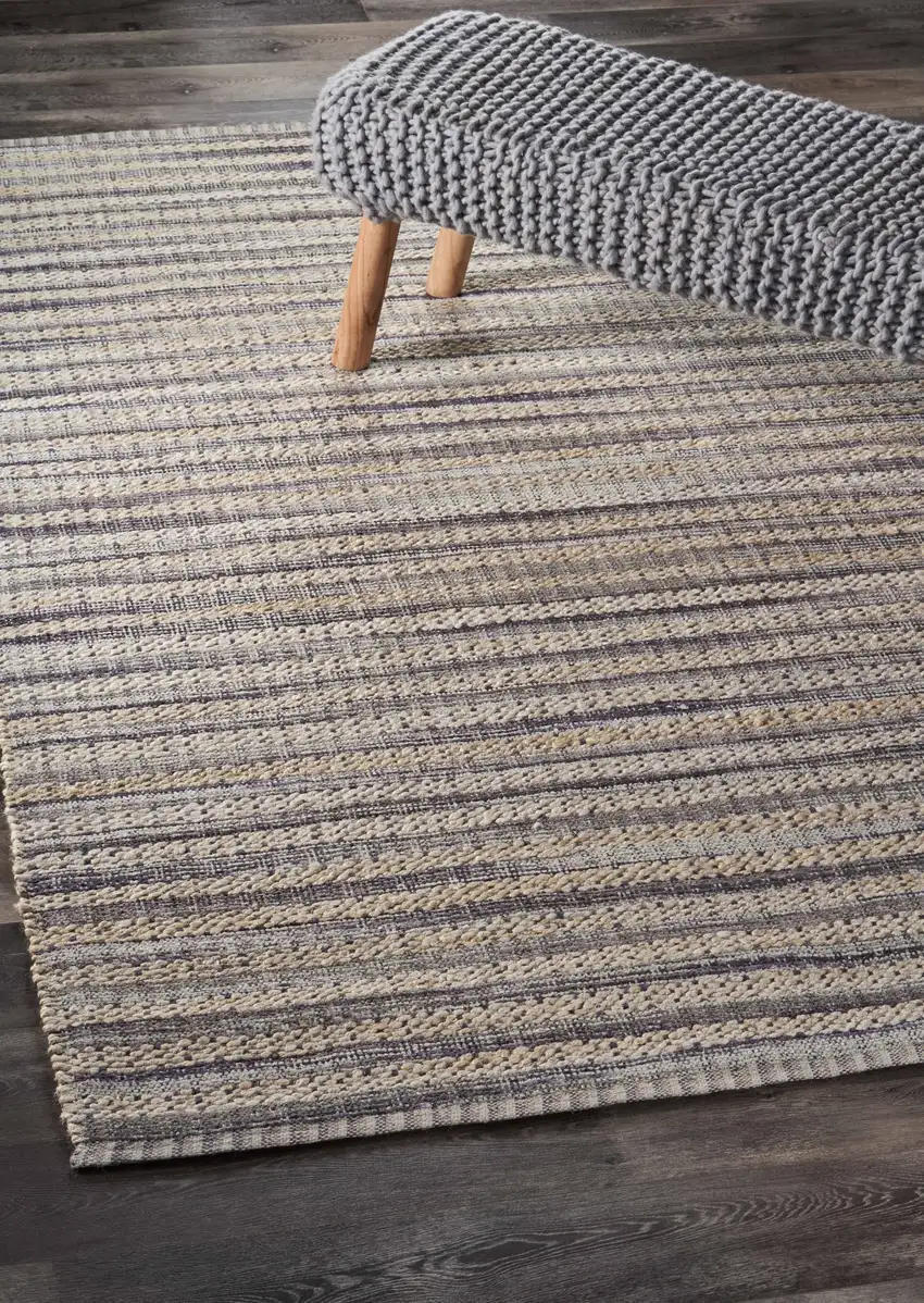 Brown and Gray Striped Area Rug Photo 8