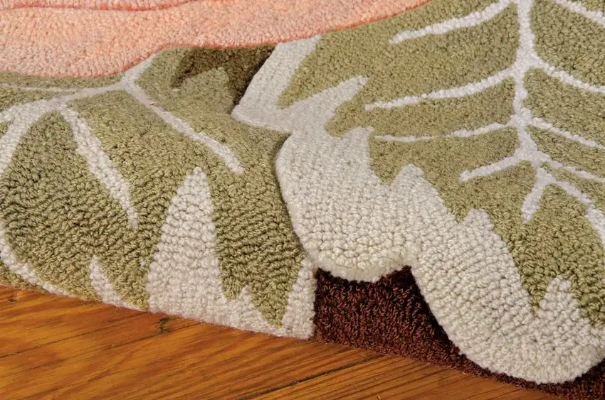 Brown and Green Floral Hand Hooked Area Rug Photo 6