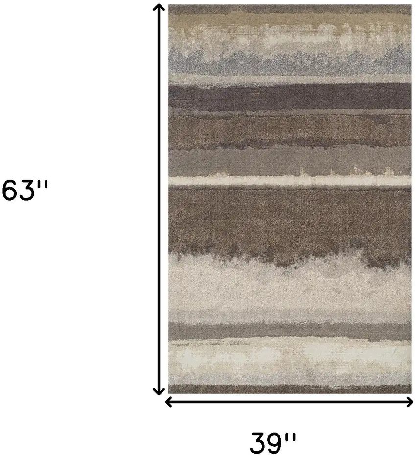 Brown and Ivory Abstract Area Rug Photo 6
