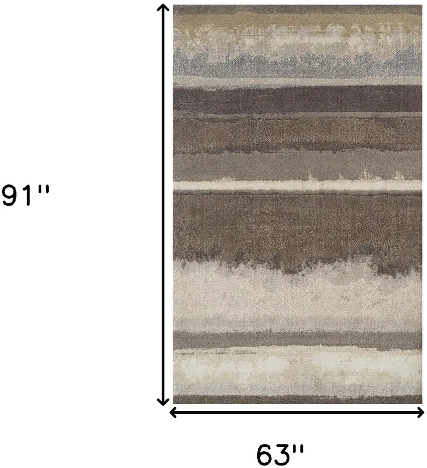 Brown and Ivory Abstract Area Rug Photo 7
