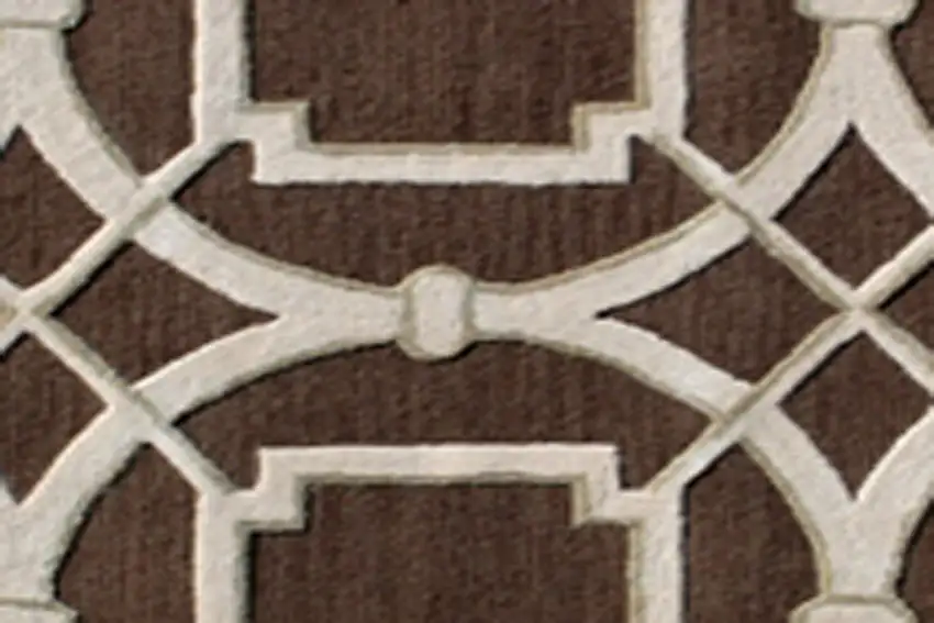 Brown and Ivory Abstract Geometric Hand Tufted Non Skid Area Rug Photo 7