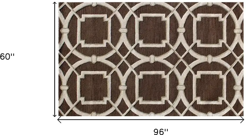 Brown and Ivory Abstract Geometric Hand Tufted Non Skid Area Rug Photo 3