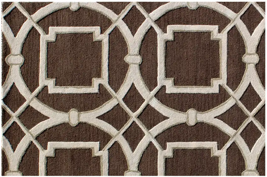 Brown and Ivory Abstract Geometric Hand Tufted Non Skid Area Rug Photo 5