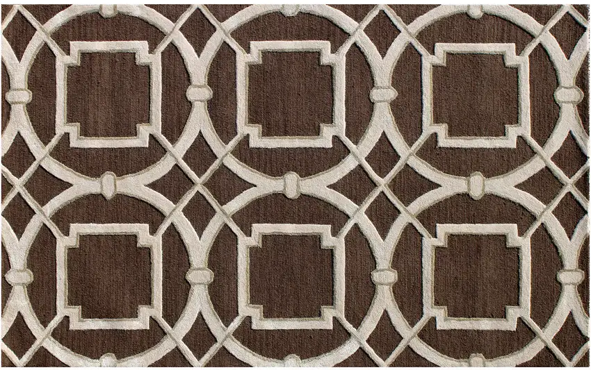 Brown and Ivory Abstract Geometric Hand Tufted Non Skid Area Rug Photo 6