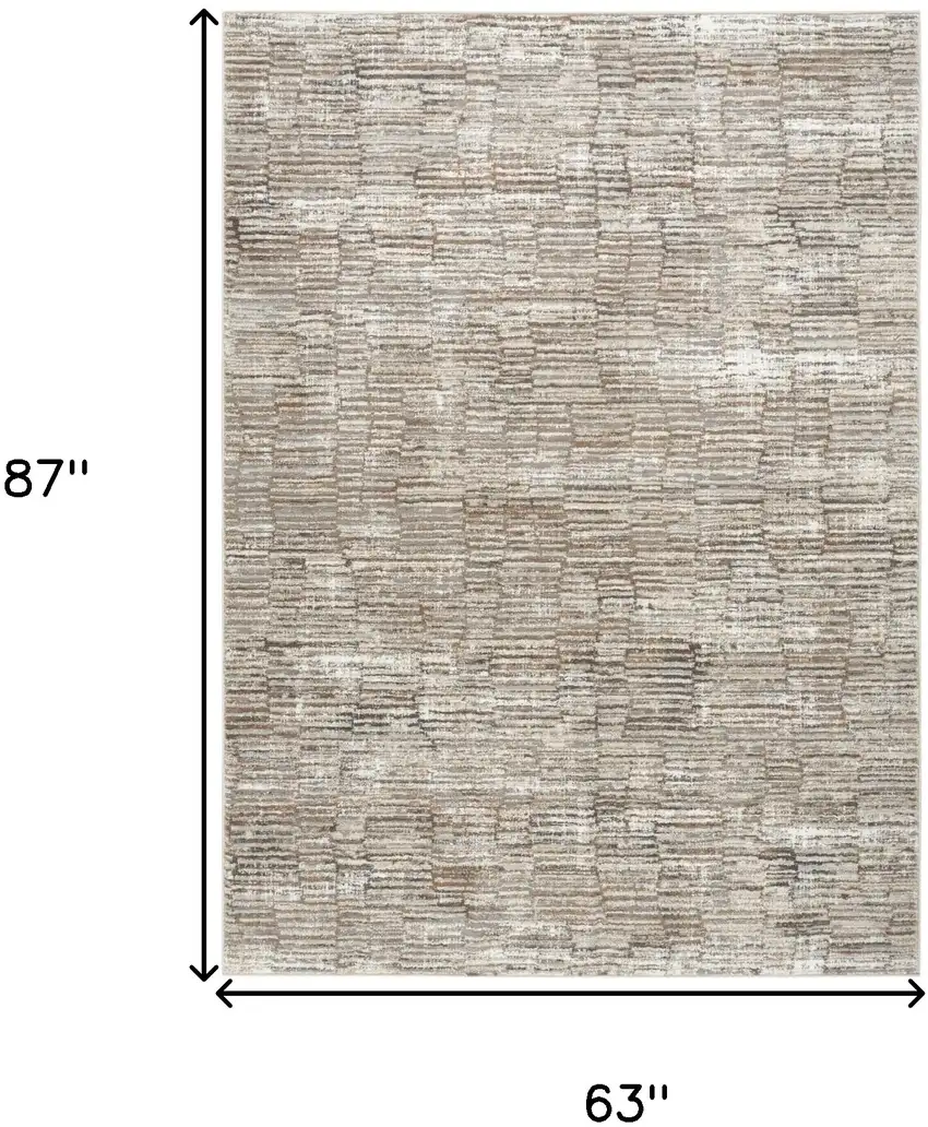Brown and Ivory Abstract Non Skid Area Rug Photo 3