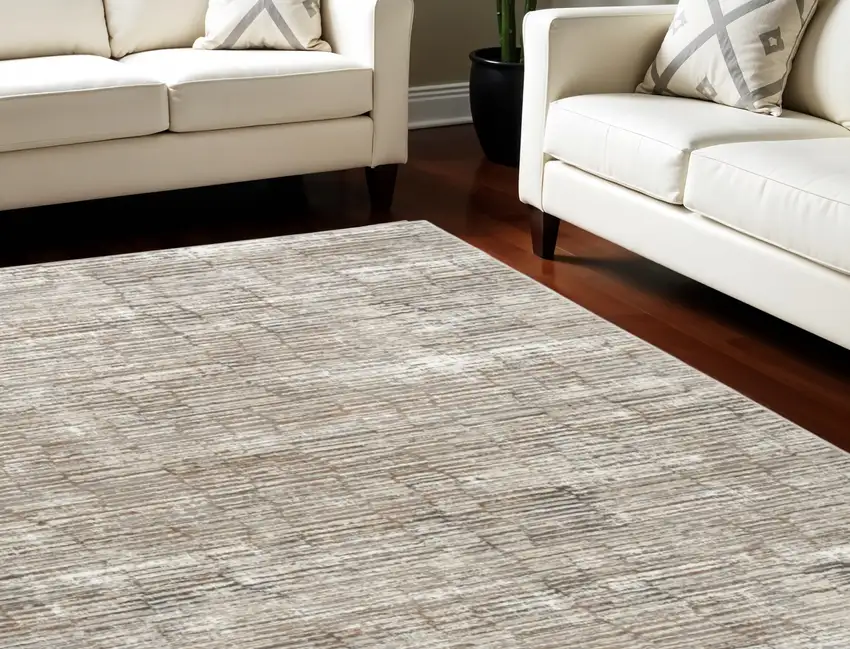 Brown and Ivory Abstract Non Skid Area Rug Photo 1