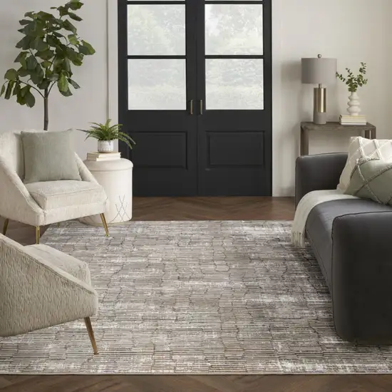 Brown and Ivory Abstract Non Skid Area Rug Photo 6