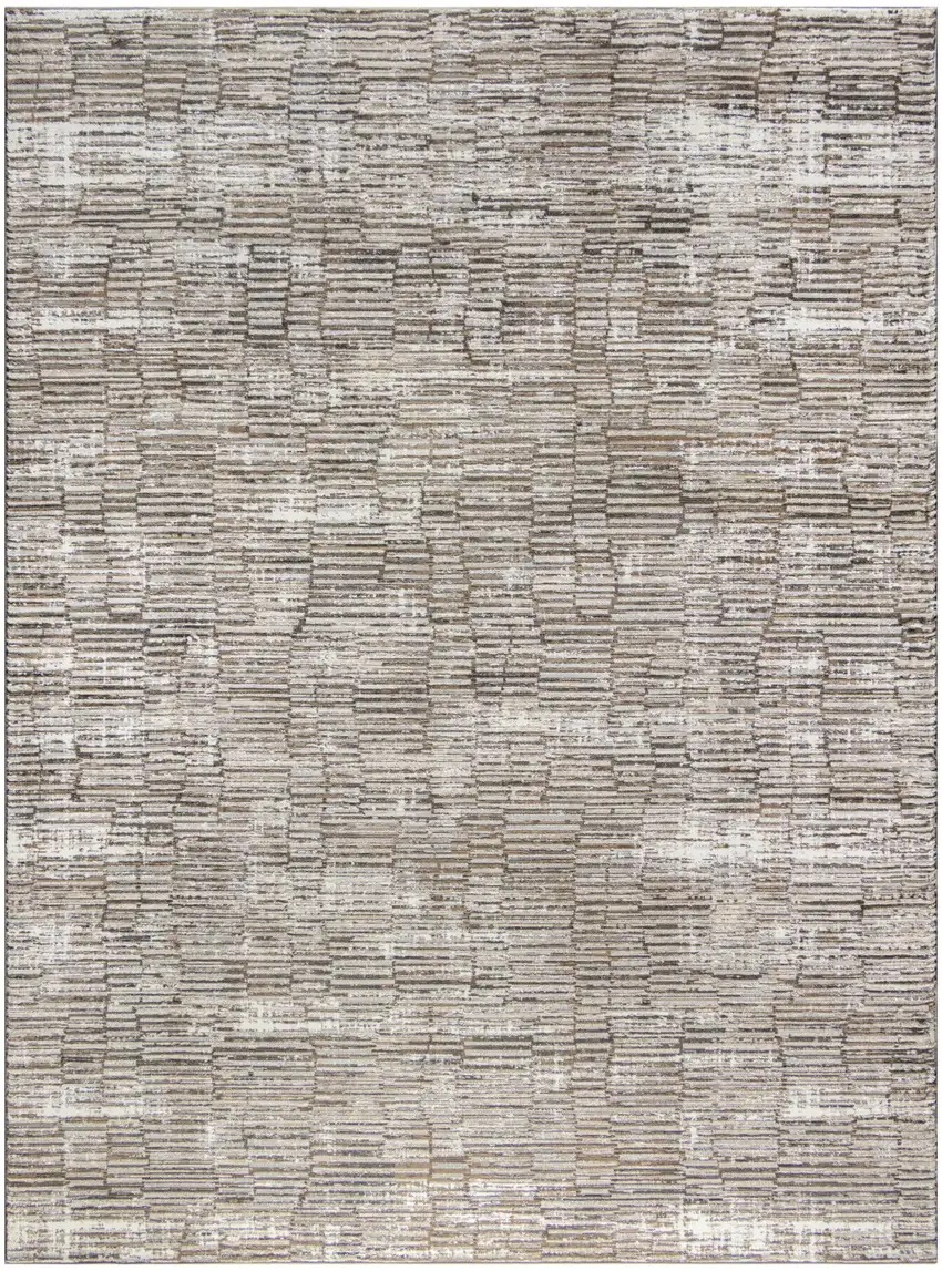 Brown and Ivory Abstract Non Skid Area Rug Photo 1