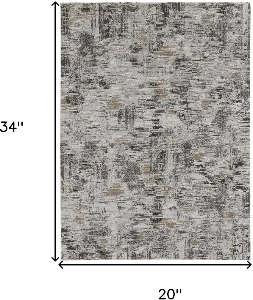 Brown and Ivory Abstract Power Loom Distressed Area Rug Photo 3