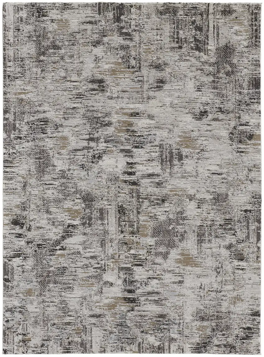 Brown and Ivory Abstract Power Loom Distressed Area Rug Photo 4
