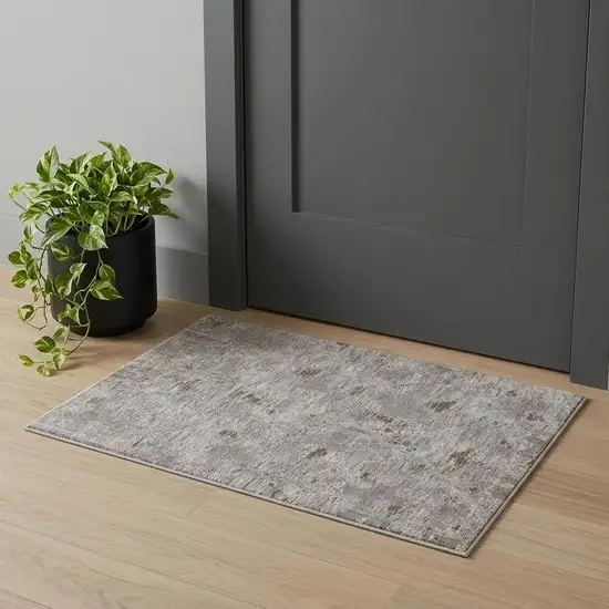 Gray Ivory And Tan Abstract Distressed Area Rug Photo 1